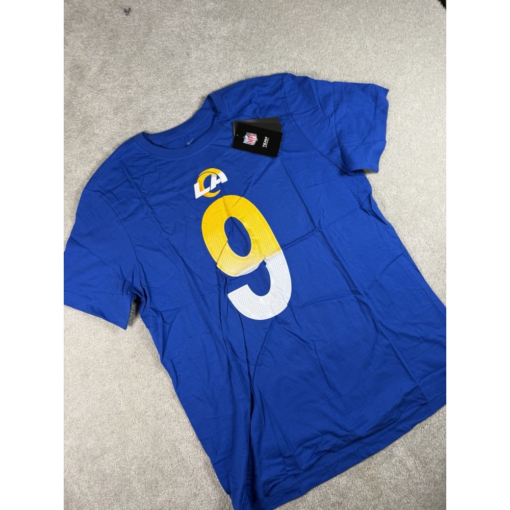Nike‎ Los Angeles Rams Tee Shirt Mens L Blue Tee #9 Matthew Stafford NFL NWT
